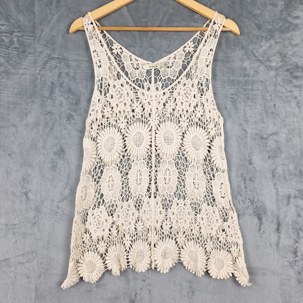 Marci Top Large Boho Crochet Fairy Beach Festival Sheer Coastal Cottage Hippie